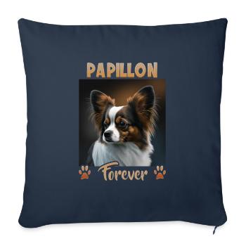 Hunde Spruch Papillon Design für Hundeliebhaber - Sofakissenbezug 45 x 45 cm - Navy - Vorne