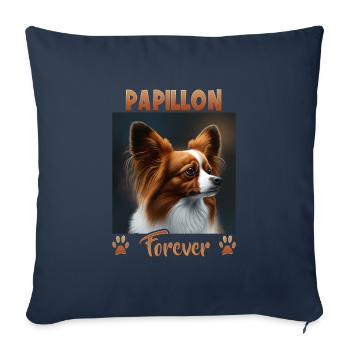 Hunde Spruch Papillon Design für Hundeliebhaber - Sofakissenbezug 45 x 45 cm - Navy - Vorne
