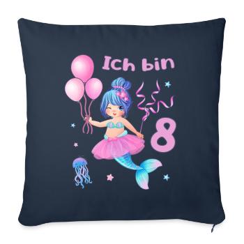 Meerjungfrau Ballerina Geburtstag Mädchen 8 Jahre - Sofakissenbezug 45 x 45 cm - Navy - Vorne