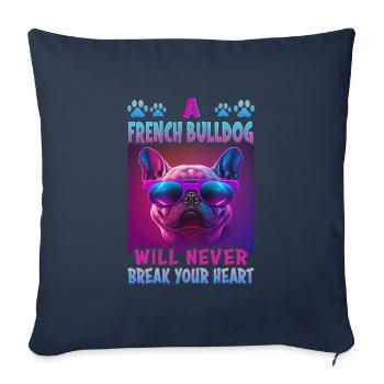 Chiens Français Bulldog Amateurs de chiens - Housse de coussin décorative 45 x 45 cm - bleu marine - Devant