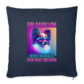 Hunde Spruch Papillon Design für Hundeliebhaber - Sofakissenbezug 45 x 45 cm - Navy - Vorne