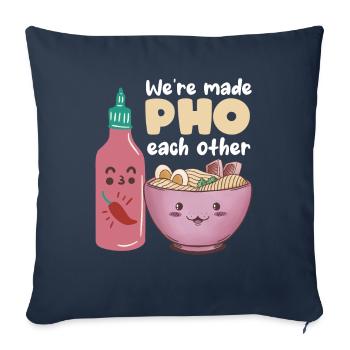 Pho Each Other Noodle Soup Relationship Love Soups - Sofa pillowcase 17,3'' x 17,3'' (45 x 45 cm) - navy - Front