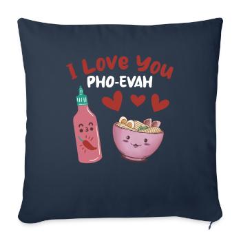 Je t’aime Pho-Evah Pho Soup Lovers - Housse de coussin décorative 45 x 45 cm - bleu marine - Devant