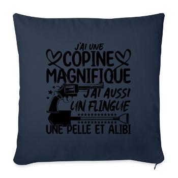 Copine Magnifique Humour Couple ma copine amour - Housse de coussin décorative 45 x 45 cm - bleu marine - Devant