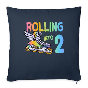 2nd birthday inline skating - Sofa pillowcase 17,3'' x 17,3'' (45 x 45 cm) - navy - Front