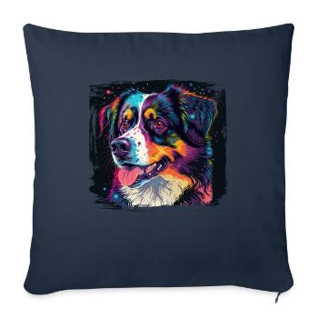 Chiens Berger australien amoureux des chiens Aussie - Housse de coussin décorative 45 x 45 cm - bleu marine - Devant