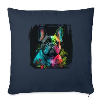 Chiens Français Bulldog Amateurs de chiens - Housse de coussin décorative 45 x 45 cm - bleu marine - Devant