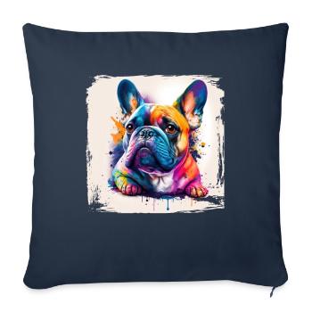 Chiens Français Bulldog Amateurs de chiens - Housse de coussin décorative 45 x 45 cm - bleu marine - Devant