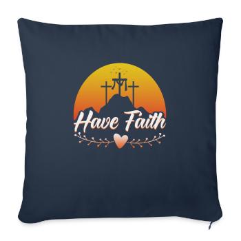 Citations chrétiennes Dessins pour les chrétiens croyants - Housse de coussin décorative 45 x 45 cm - bleu marine - Devant