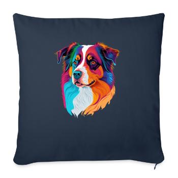 Chiens Berger australien amoureux des chiens Aussie - Housse de coussin décorative 45 x 45 cm - bleu marine - Devant