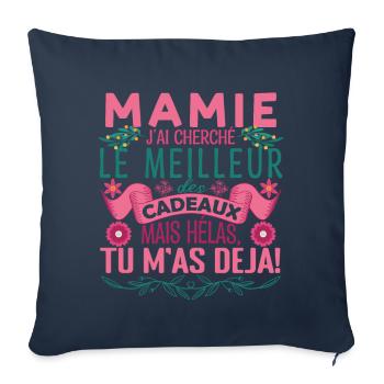 Mamie la meilleure Grand-mère fête des mères Mamie - Housse de coussin décorative 45 x 45 cm - bleu marine - Devant