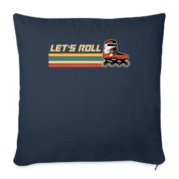Patin à roues alignées Cadeau de patin à roues alignées - Housse de coussin décorative 45 x 45 cm - bleu marine - Devant