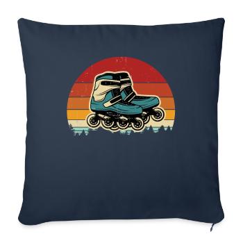 Patin à roues alignées Cadeau de patin à roues alignées - Housse de coussin décorative 45 x 45 cm - bleu marine - Devant