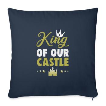Fête des pères Roi de notre château Papa Père - Housse de coussin décorative 45 x 45 cm - bleu marine - Devant