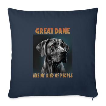 Chien disant Dogue allemand pour les amoureux des chiens - Housse de coussin décorative 45 x 45 cm - bleu marine - Devant