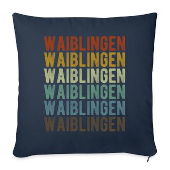 Waiblingen City Retro Vintage - Housse de coussin décorative 45 x 45 cm - bleu marine - Devant