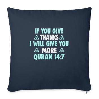 Le verset du Coran cite des textes musulmans du Ramadan - Housse de coussin décorative 45 x 45 cm - bleu marine - Devant