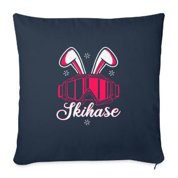 Skieur Ski Ski - Housse de coussin décorative 45 x 45 cm - bleu marine - Devant