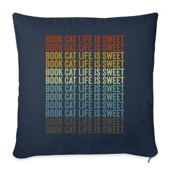 Book Cat Life Is Cute Book Lover Reader Cat - Sofa pillowcase 17,3'' x 17,3'' (45 x 45 cm) - navy - Front
