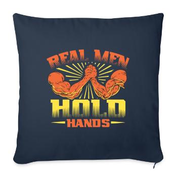 De vrais hommes se tiennent la main - bras de fer - Housse de coussin décorative 45 x 45 cm - bleu marine - Devant