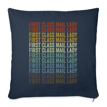 Première classe Courrier Dame Postal Travailleur des postes Dame de courrier - Housse de coussin décorative 45 x 45 cm - bleu marine - Devant