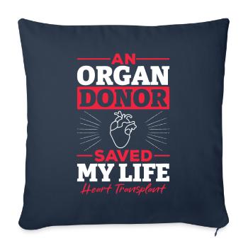 Heart Transplant Organ Donor Gift - Sofa pillowcase 17,3'' x 17,3'' (45 x 45 cm) - navy - Front