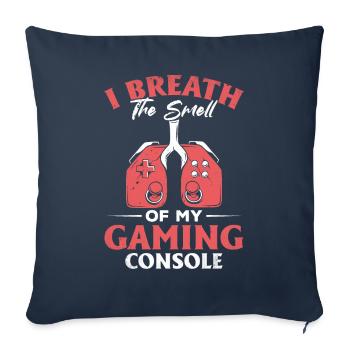 Gaming console air breathing | Saying for gamers - Sofa pillowcase 17,3'' x 17,3'' (45 x 45 cm) - navy - Front