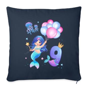 Meerjungfrau Geburtstags Shirt - Mädchen 9 Jahre - Sofakissenbezug 45 x 45 cm - Navy - Vorne