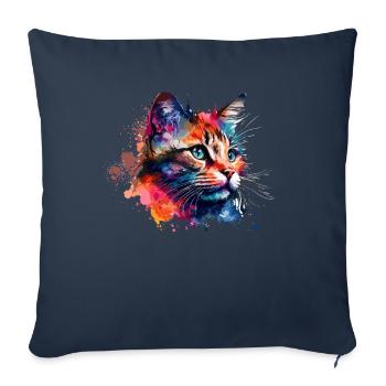 Mignon petit chat Pour les amoureux des chats Coloré - Housse de coussin décorative 45 x 45 cm - bleu marine - Devant