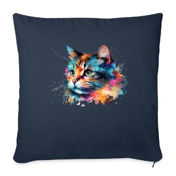 Mignon petit chat Pour les amoureux des chats Coloré - Housse de coussin décorative 45 x 45 cm - bleu marine - Devant