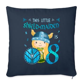 Schildmaid - Geburtstag 8 Jahre nordisch Wikinger - Sofakissenbezug 45 x 45 cm - Navy - Vorne