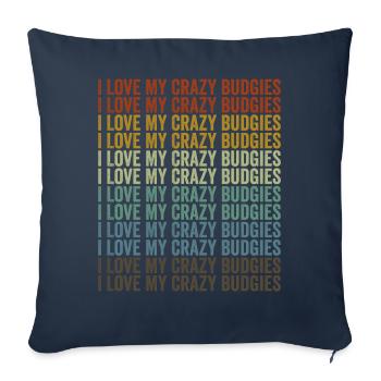 J’adore mes perruches folles Perruches Perruche - Housse de coussin décorative 45 x 45 cm - bleu marine - Devant