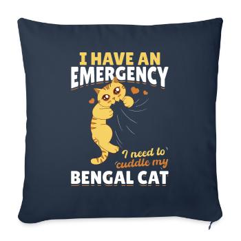 Les races de chats d’urgence doivent étreindre mon Bengal - Housse de coussin décorative 45 x 45 cm - bleu marine - Devant