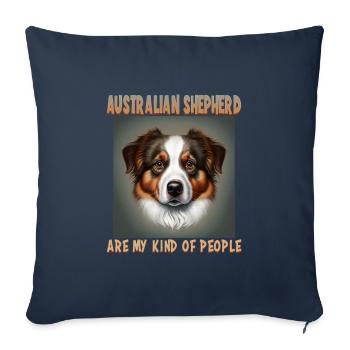 Chiens Berger australien amoureux des chiens Aussie - Housse de coussin décorative 45 x 45 cm - bleu marine - Devant