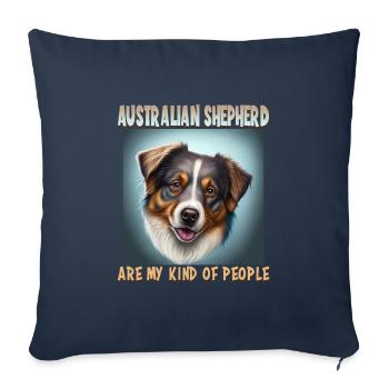 Chiens Berger australien amoureux des chiens Aussie - Housse de coussin décorative 45 x 45 cm - bleu marine - Devant