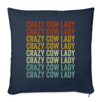 Crazy Cow Lady Cow Lady Cow Lover Women L - Housse de coussin décorative 45 x 45 cm - bleu marine - Devant