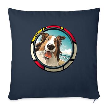 Collie Dogs Cartoon Collie Design - Sofa pillowcase 17,3'' x 17,3'' (45 x 45 cm) - navy - Front