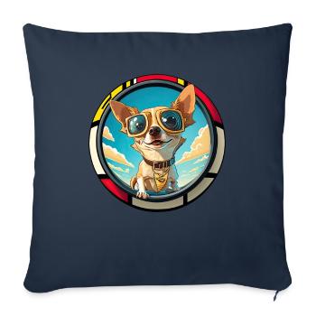 Hunde Cartoon Chihuahua Design für Hundeliebhaber - Sofakissenbezug 45 x 45 cm - Navy - Vorne
