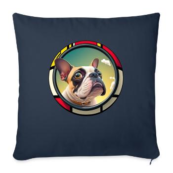 Chiens Français Bulldog Amateurs de chiens - Housse de coussin décorative 45 x 45 cm - bleu marine - Devant
