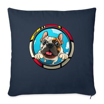 Chiens Français Bulldog Amateurs de chiens - Housse de coussin décorative 45 x 45 cm - bleu marine - Devant