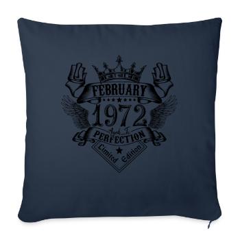 Vintage Février 1972 Février 1972 né en Février - Housse de coussin décorative 45 x 45 cm - bleu marine - Devant