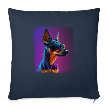 Chiens Cartoon Miniature Pinscher Design Dog Lovers - Housse de coussin décorative 45 x 45 cm - bleu marine - Devant