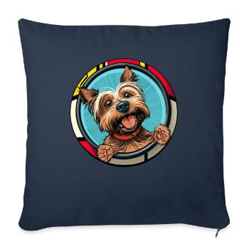 Chiens Dessin animé Yorkshire Terrier Design - Housse de coussin décorative 45 x 45 cm - bleu marine - Devant