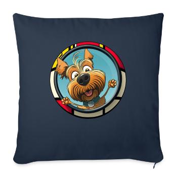 Chiens Dessin animé Yorkshire Terrier Design - Housse de coussin décorative 45 x 45 cm - bleu marine - Devant