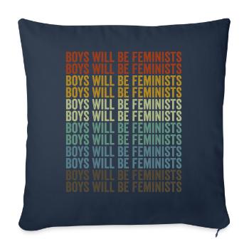 Les garçons deviennent féministes Féministes libérales - Housse de coussin décorative 45 x 45 cm - bleu marine - Devant
