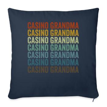 Casino Grandma Machine à sous Casino Lover Grandma - Housse de coussin décorative 45 x 45 cm - bleu marine - Devant