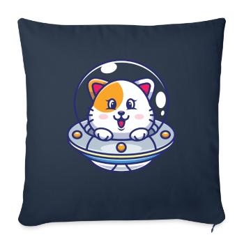Chats UFO vaisseau spatial Cat Enfants - Housse de coussin décorative 45 x 45 cm - bleu marine - Devant