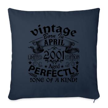 Avril 2001 | Vintage 2001 | né en Avril - Housse de coussin décorative 45 x 45 cm - bleu marine - Devant