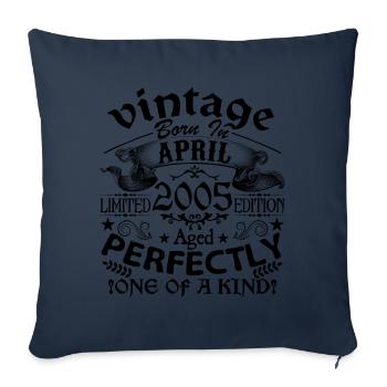 Avril 2005 | Vintage 2005 | né en Avril - Housse de coussin décorative 45 x 45 cm - bleu marine - Devant