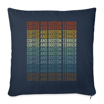 Café et Boston Terrier Boston Terrier - Housse de coussin décorative 45 x 45 cm - bleu marine - Devant
